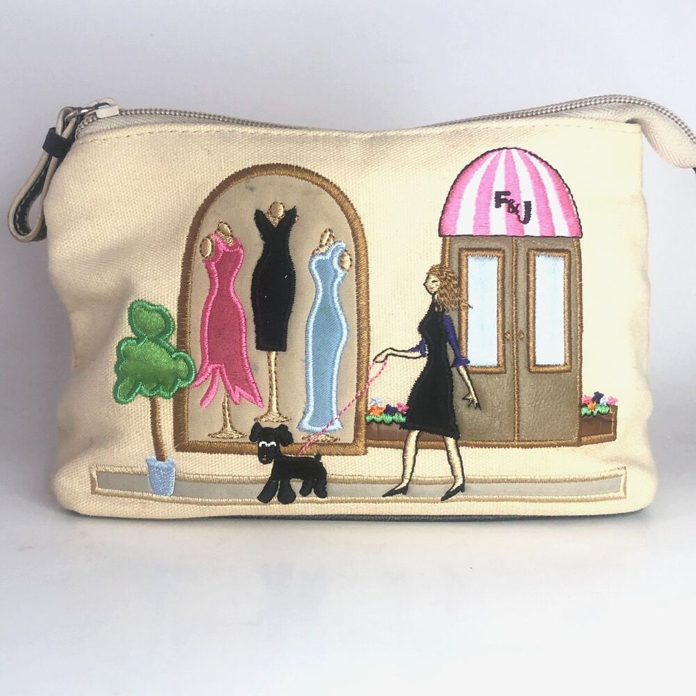 Frankir & Johnnie Cosmetic Pouch Lady & Her Dog Whimsical